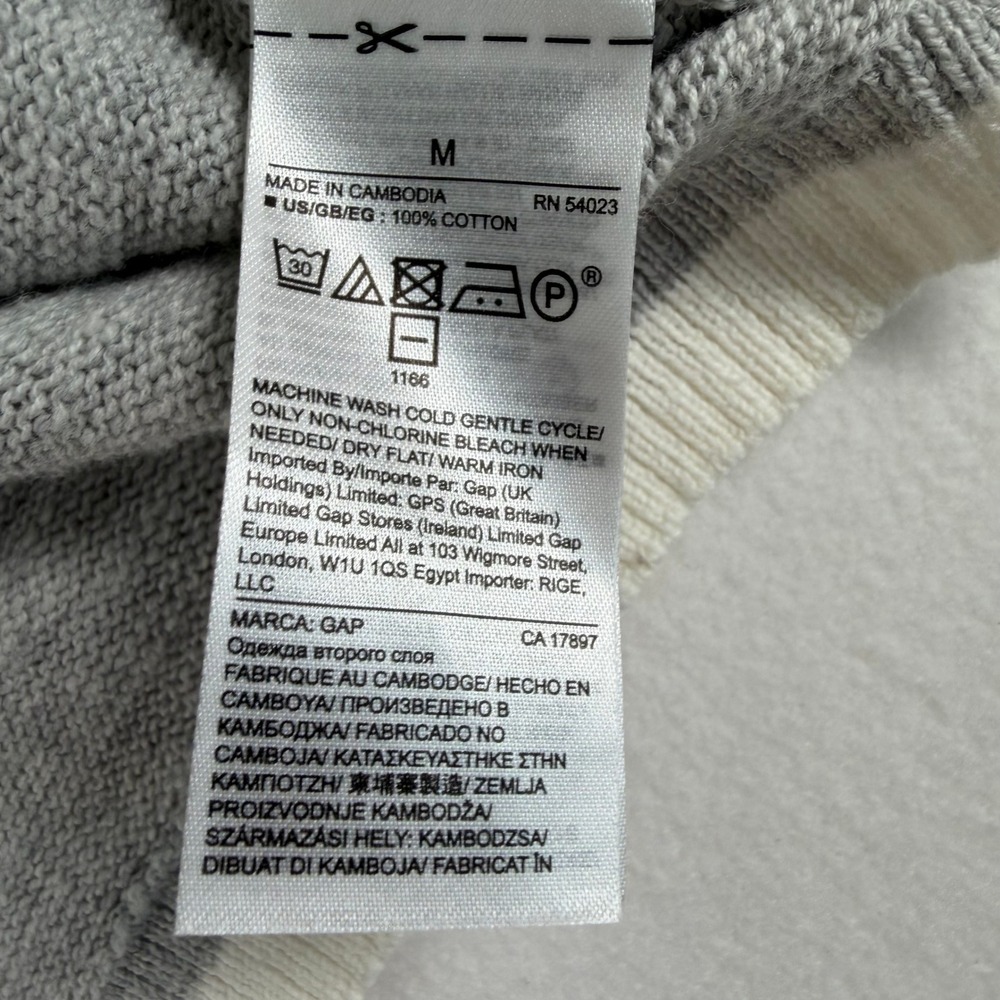 GAP Women's Grey White Stripe Short Sleeve Knit Sweater Medium 100% Cotton - Picture 5 of 11